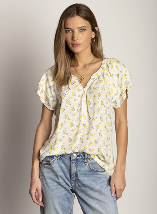 Dylan Charlie Lemons Ruffle Top