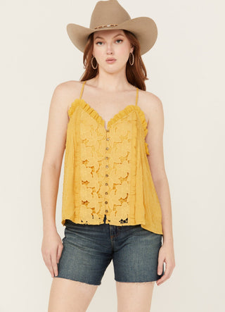 Miss Me Brielle Button Embroidered Cami