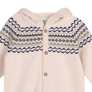 Viverano Fair Isle Jacquard Sweater Hooded Jumpsuit