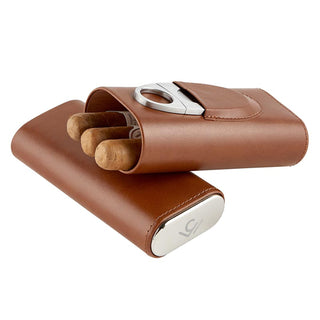 3 Finger Leather Cigar Case and Cutter