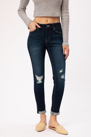 KanCan Gemma Distressed Mid Rise Ankle Skinny Jeans