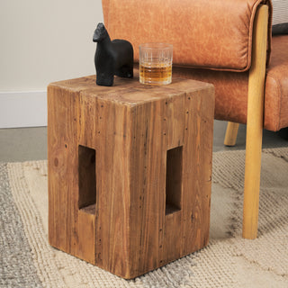 Mercana Watlan Natural Wood Accent Stool
