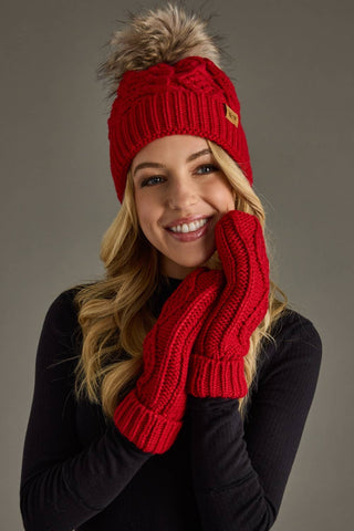 Panache Red Cable Knit Mittens
