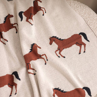 Viverano Horse Organic Jacquard Knit Blanket