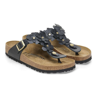 Birkenstock Gizeh Flower in Black Leather