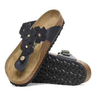 Birkenstock Gizeh Flower in Black Leather