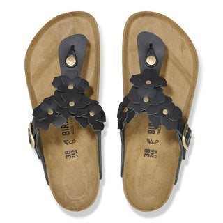 Birkenstock Gizeh Flower in Black Leather