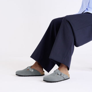Birkenstock Boston Braided Suede Oiled Basalt Gray