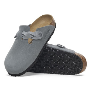 Birkenstock Boston Braided Suede Oiled Basalt Gray