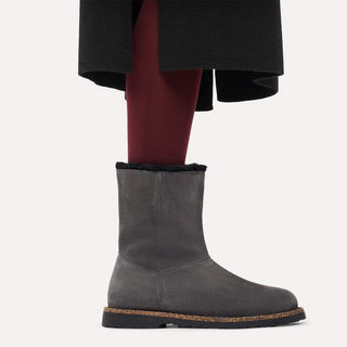 Birkenstock Uppsala Suede Zip Shearling in Suede Charcoal