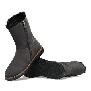Birkenstock Uppsala Suede Zip Shearling in Suede Charcoal