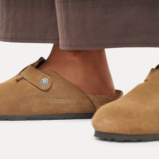 Birkenstock Boston Suede Leather in Dark Tea