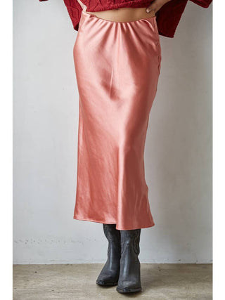 Jaden Woven Satin Midi Skirt