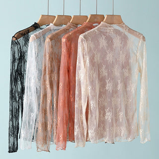 Tiffany Semi Sheer Mesh Lace Top