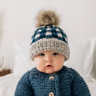 Huggalugs Atlantic Buffalo Check Pom Beanie