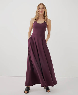 Pact Fit & Flare Open Back Maxi Dress