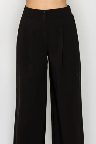Mia Wide Pleated Double Button Pants