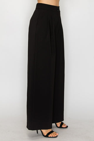Mia Wide Pleated Double Button Pants