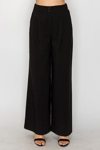 Mia Wide Pleated Double Button Pants