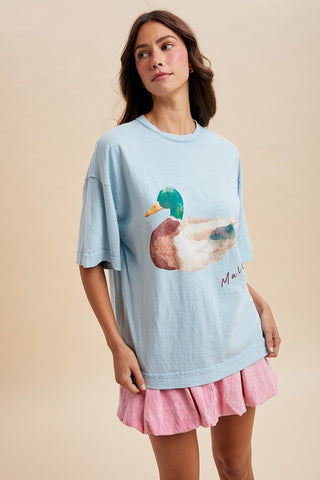 Katy Mallard Duck Printed Oversized Tee Shirt