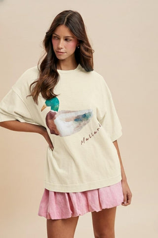 Katy Mallard Duck Printed Oversized Tee Shirt
