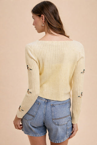 Celeste Mallard Duck Embroidered Sweater Cardigan