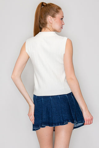 Sarah Cable Sleeveless Vest Sweater