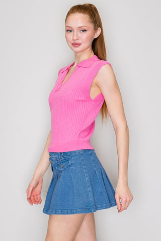 Sarah Cable Sleeveless Vest Sweater