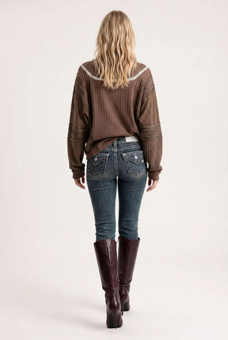 Miss Me Jana Lace Stripe Pullover