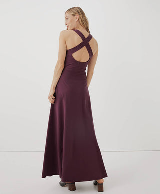 Pact Fit & Flare Open Back Maxi Dress