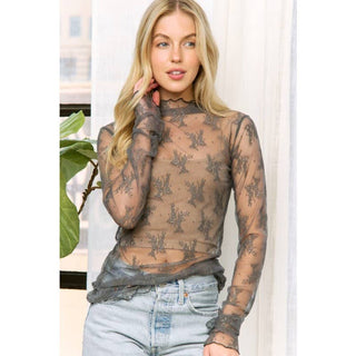 Alexis Lace Sleeved Fitted Top