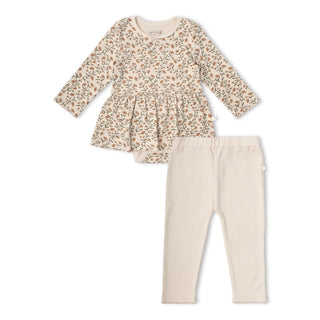 Organic Bodysuit Dress Legging Rustbloom Set