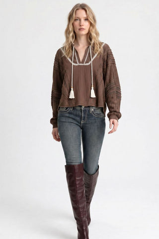Miss Me Jana Lace Stripe Pullover