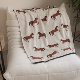 Viverano Horse Organic Jacquard Knit Blanket