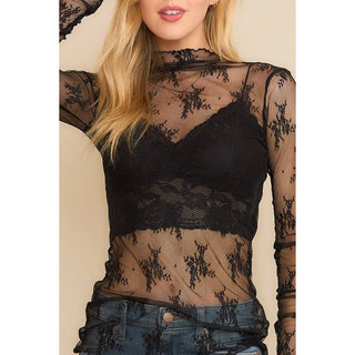 Alexis Lace Sleeved Fitted Top