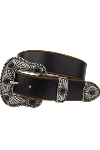 Vintage Leather Belt with Western Buckle