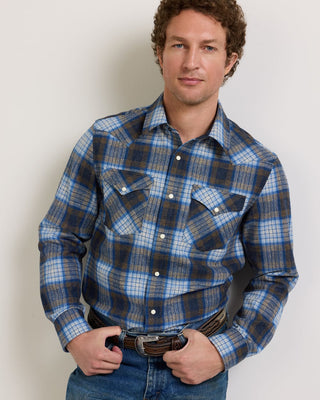 Pendleton Canyon Shirt in Tan Blue Plaid