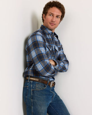 Pendleton Canyon Shirt in Tan Blue Plaid