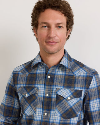 Pendleton Canyon Shirt in Tan Blue Plaid