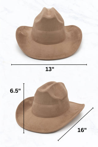 Suede One Line Cowboy Fedora Hat