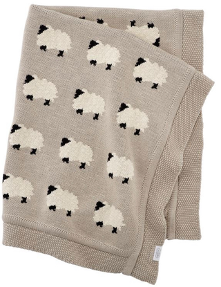 Viverano Furry Sheep Jacquard Baby Blanket