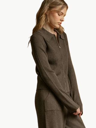 Heather Ribbed Knit Jacket