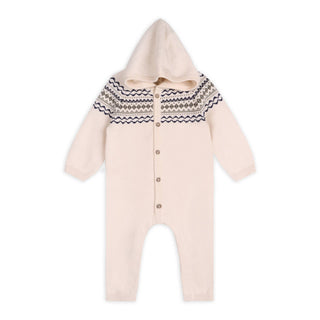 Viverano Fair Isle Jacquard Sweater Hooded Jumpsuit