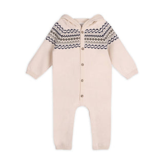 Viverano Fair Isle Jacquard Sweater Hooded Jumpsuit