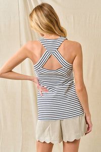 Brandi Cut Out Back Striped Tank