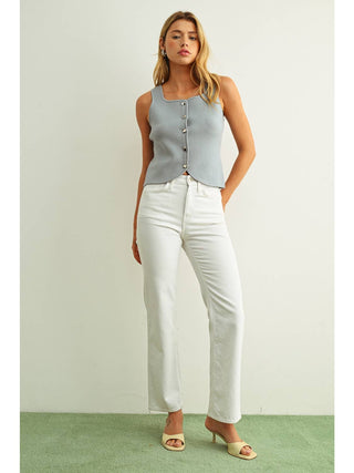 Sarah Sleeveless Knitted Button Vest Top