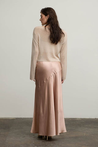 Tiffany Satin Side Slit Midi Skirt