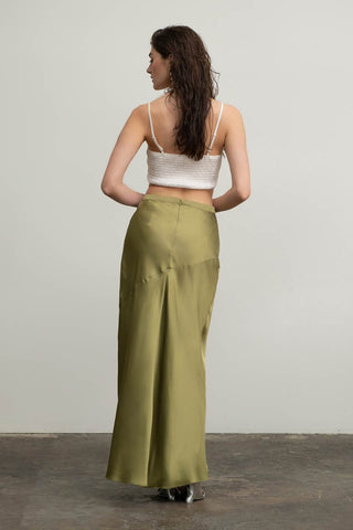 Tiffany Satin Side Slit Midi Skirt