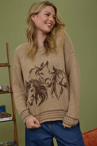Misty Jacquard Horse Sweater