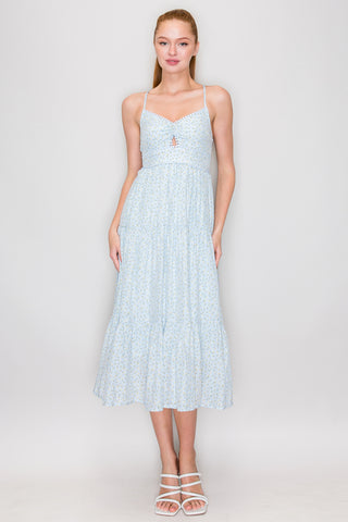 Jenna Ditsy Floral Tiered Cinched Dress
